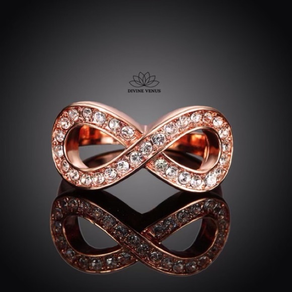 Infinity Ring | Czech Rhinestone Rose Gold Size 6 - Picture 5 of 7